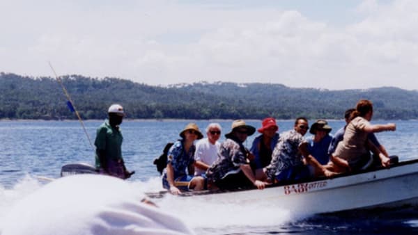 A group of people on a boat